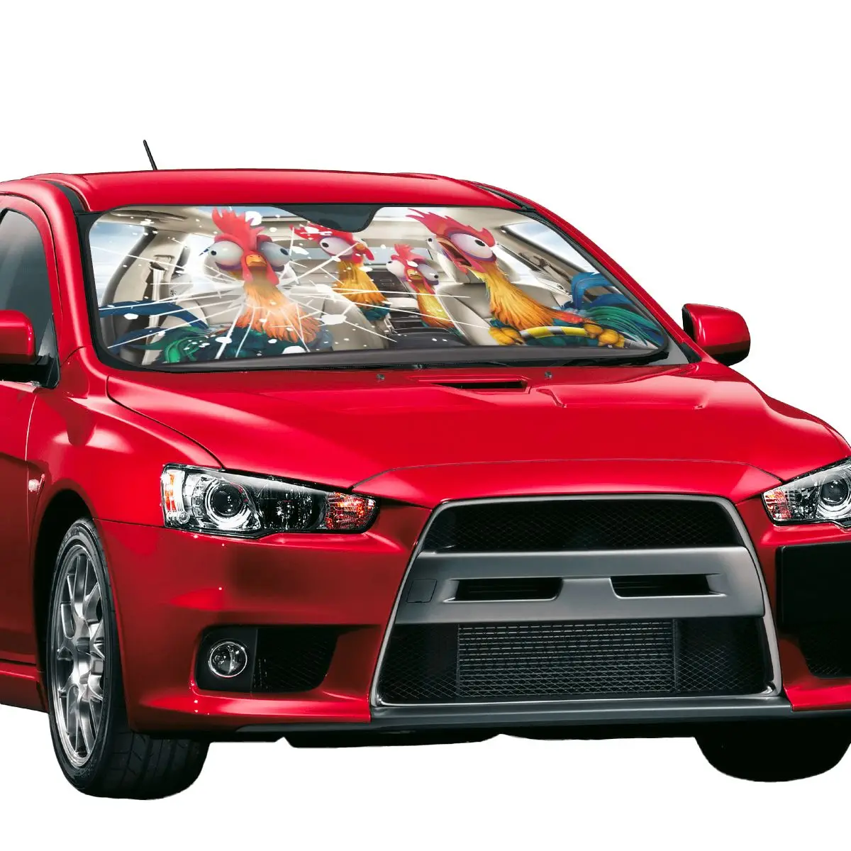 Chicken Driver Novelty Windshield Sunshade 70x130cm Animals Aluminium Foil Sun Visor Car-styling