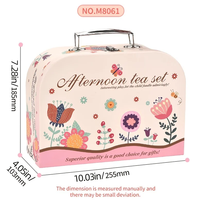 Tea Party Set for Little Girls Flower Tea Set Toys for Toddler Kids Kitchen Pretend Play Toys with Dessert Cake Christmas Gifts