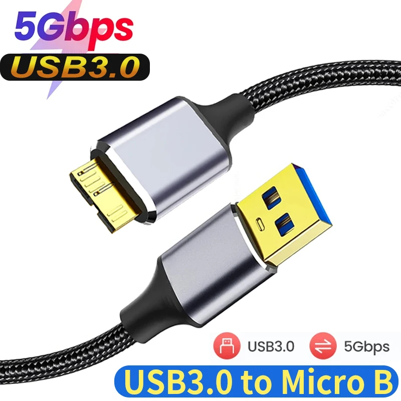 USB 3.0-마이크로 B 케이블 하드 디스크 5Gbps 데이터 전송 삼성 Tosh..