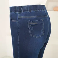 Pencil Jeans Woman Elastic High Waisted Black Plus Size 8XL 9XL Spring Autumn Denim Pants 7XL Female Dark Blue Large Trousers - Image 5