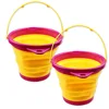 Beach Tool Portable Folding Square Bucket Children's Toys Silicone Summer Collapsible Handle Bucket Kids Game Water Outdoor Toys 6