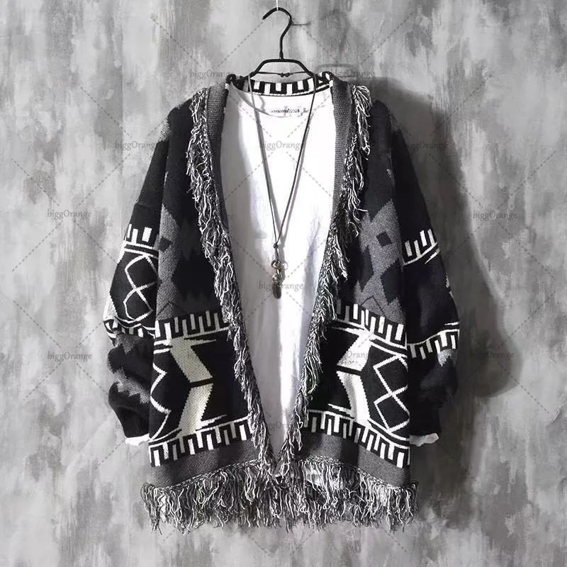 New Korean Trendy Street Hip-hop Casual Loose Sweater Men Retro Y2K Harajuku Fashion Versatile Oversized Sweater Women knitted cardigan knitted sweater coat sweater coats fleece cardigan