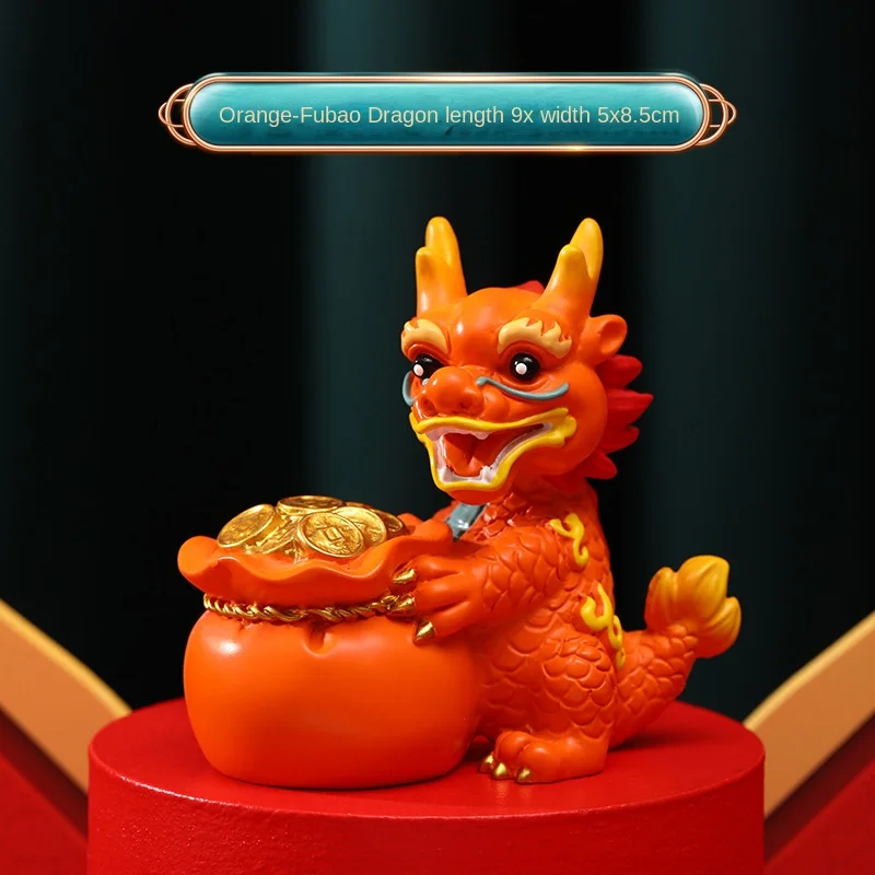 

1pc Zodiac Gathering Treasure Dragon Ornaments Chinese-style Handicraft Gift Chinese New Year Decorations (Orange)