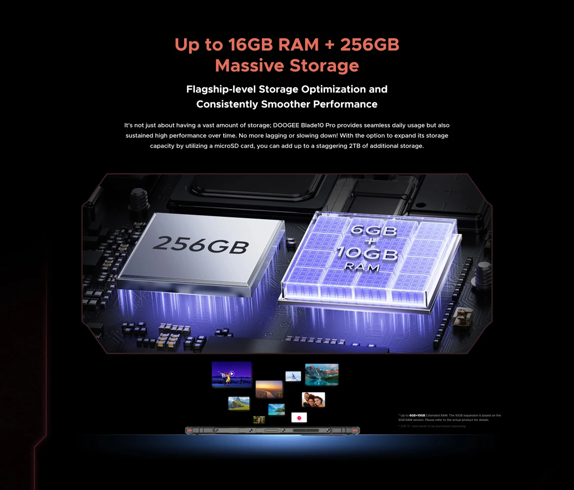 DOOGEE Blade10 Pro Rugged Phone Android 14 6GB+256GB Octa Core 6.56" 90Hz IPS Screen 50MP AI Main Camera 4