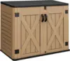 Large Outdoor Horizontal Storage Shed, 47 cu ft Resin Tool Shed w/o Shelf, Outdoor Waterproof Storage with Floor for Trash Cans 1