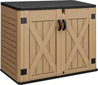 Large Outdoor Horizontal Storage Shed, 47 cu ft Resin Tool Shed w/o Shelf, Outdoor Waterproof Storage with Floor for Trash Cans 1