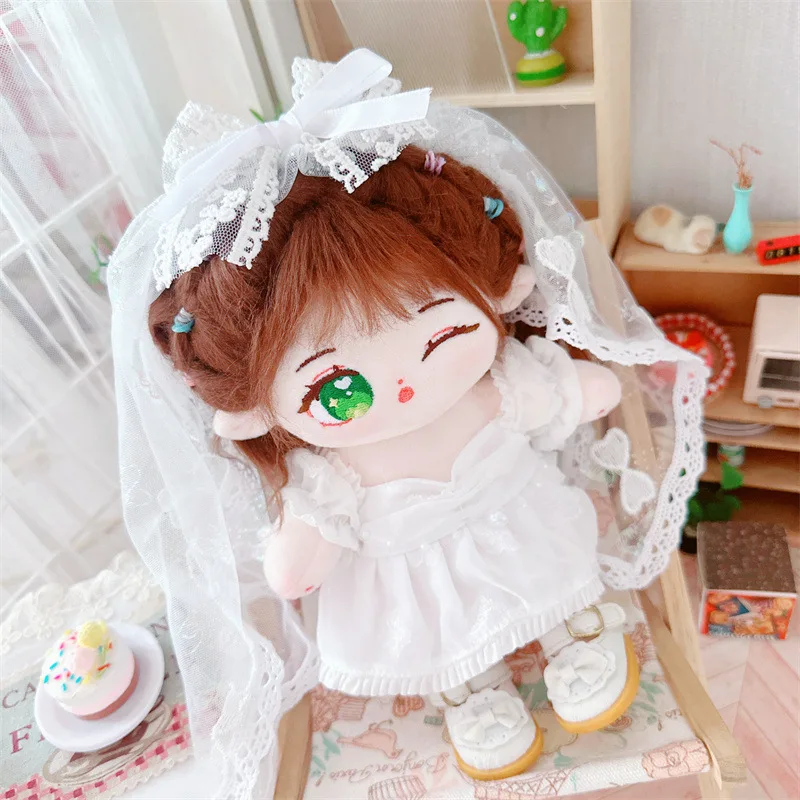 

20cm Cute Idol Plush Doll Wear Wedding Dress Suit Clothes Accessory Kawaii No Attribute Stuffed Cotton Naked Dolls Soft Girl Toy