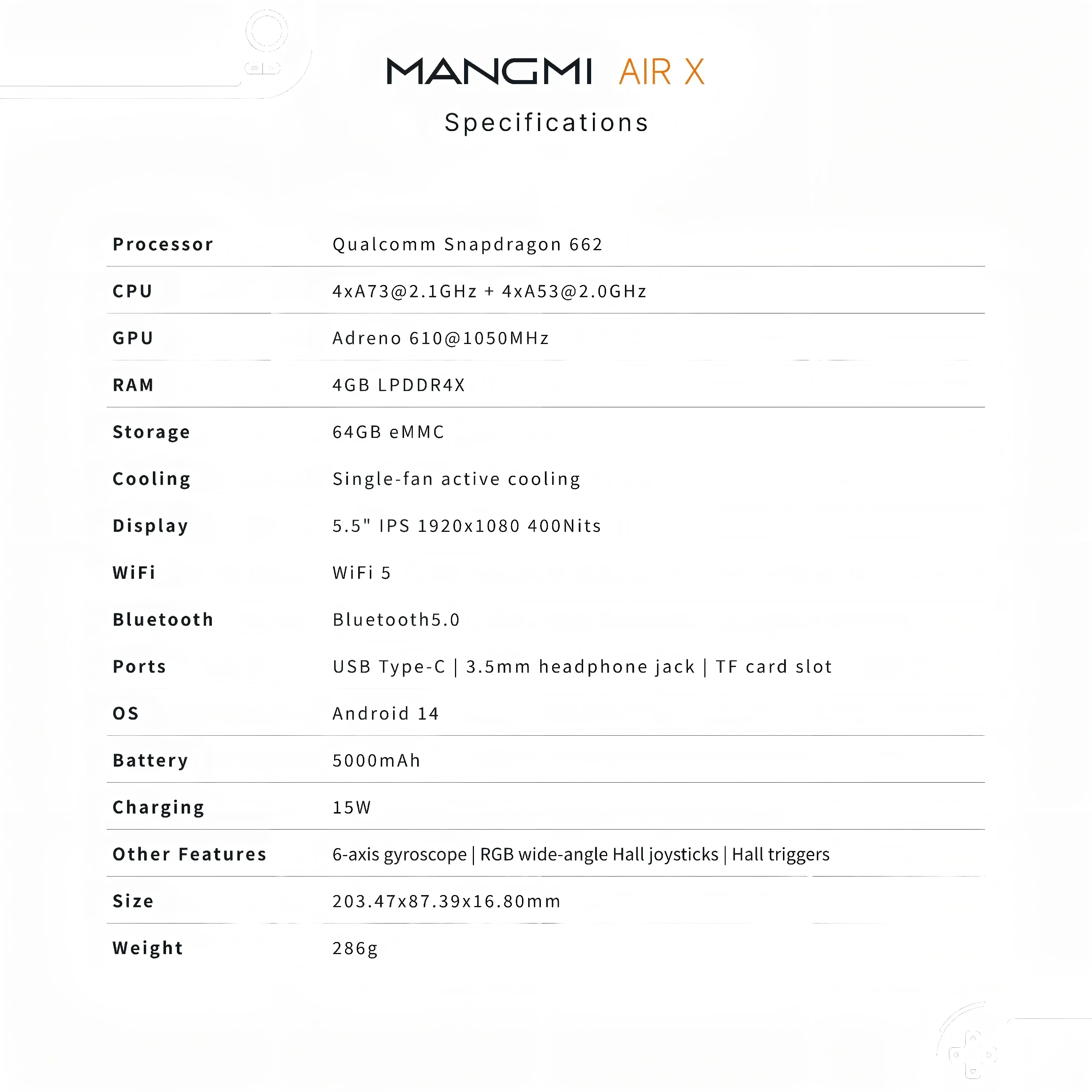 Mangmi Air X Handheld Game Console With Active Cooling And Android_voghion.com