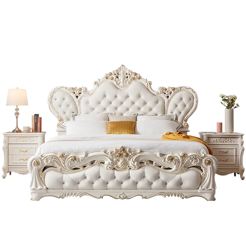 Strutture Per Letto Europee Di Fascia Alta Queen Modern White Luxury King Size Letto Matrimoniale Mobili Per Camera Da Letto Per Ragazze Per Camera Da