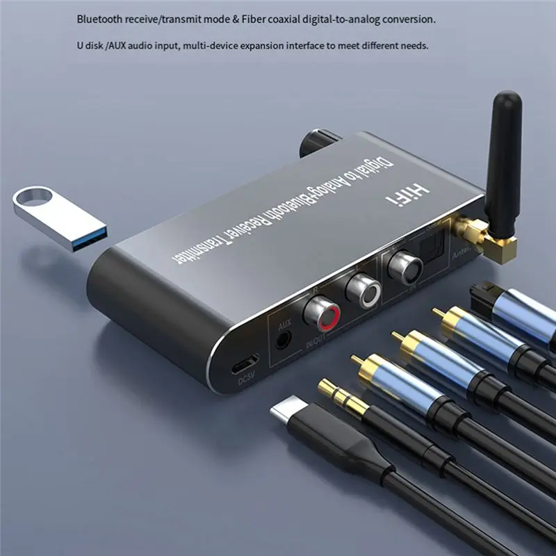 【판매 중】블루투스 5.1 수신기 송신기 오디오 컨버터 U-디스크 플레이 Coxial/Optical to 3.5MM AUX R/L DAC 컨버터 TV MP용