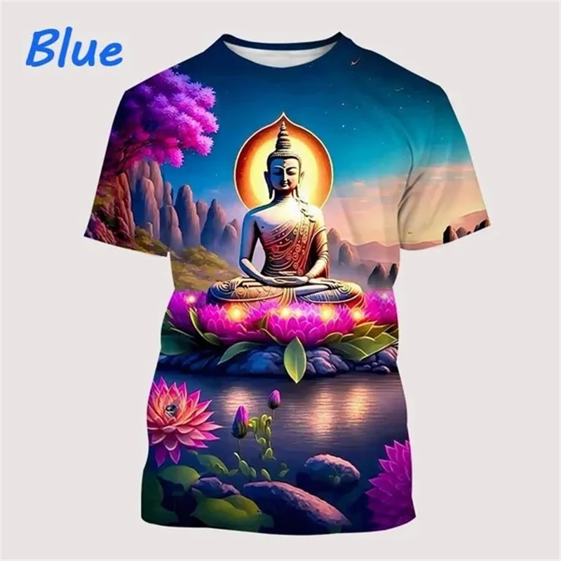 

Buddhist Fashion 3d Graphic T Shirts Buddha Shakyamuni Pattern T Shirt For Men Casual O Neck Short-sleeved Streetwear Tops Tees