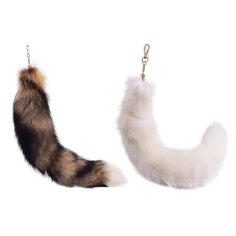 

YUYU Plush Tail Charm Keychain Animal Tail Keychain Key Holder Purse Bag Charm