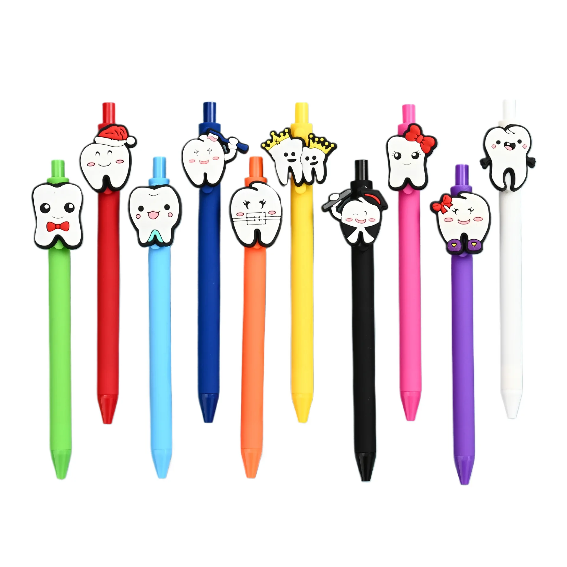 솔리드 컬러 간호사 펜, 창의적인 PVC 치과 볼펜, 1.0 블랙 푸시 단추 볼펜, 무작위 스타일, 12 개