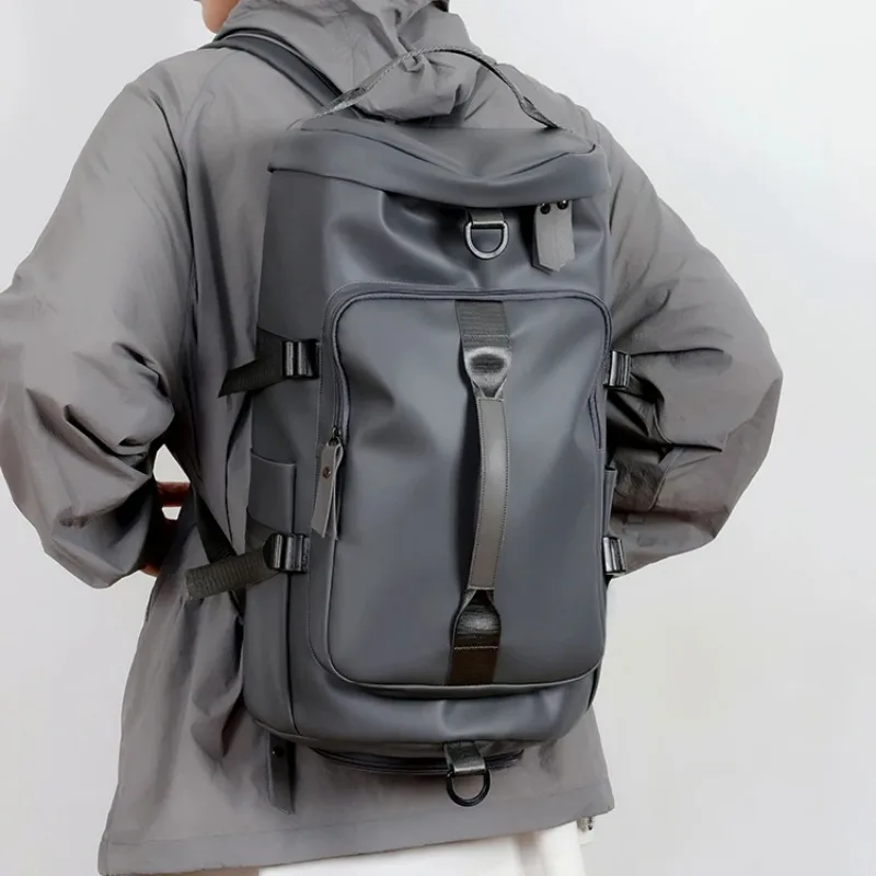 Fashion Balck Men Large Travel Shoulder Bag Waterproof Sport Duffle Backpack Outdoor Luggage Pack Trip Bucket Rucksack