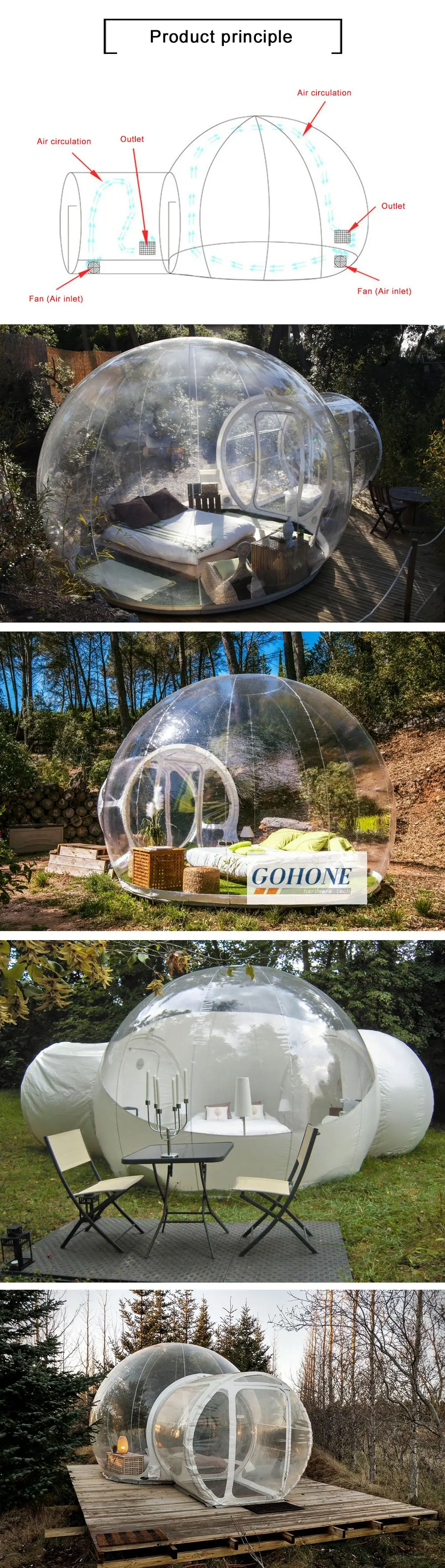 Customized Outdoor Camping Inflatable Bubble Tent Large DIY House Home Backyard Camping Cabin Lodge Air Transparent Tent