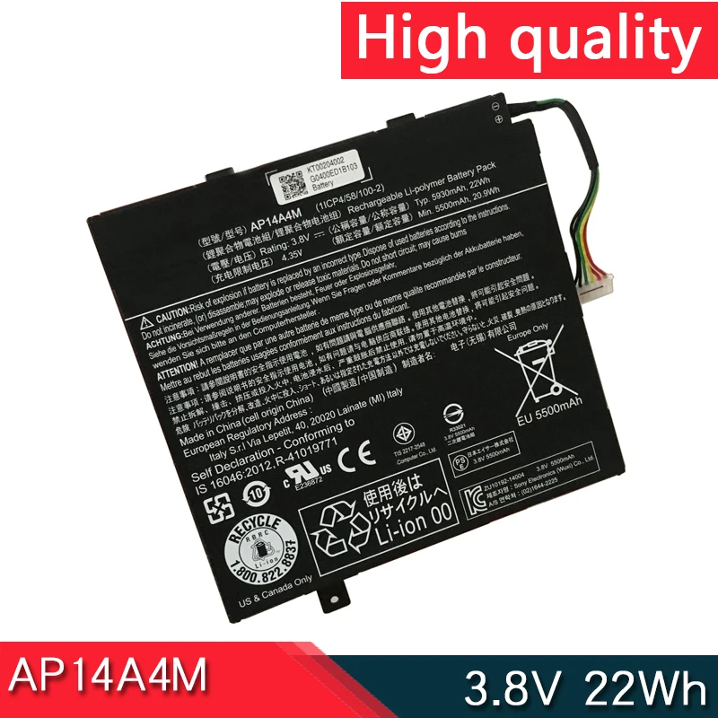 Nuova Batteria Per Laptop Ap14A8M Ap14A4M 3.8V 22Wh Per Acer Iconia Tab 10 A3-A20 A3-A20Fhd Aspire Switch 10 Sw5-011 W5-012