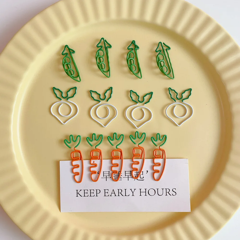 5Pcs Cartoon Cute Paper Clip Fruit Carrot Paper Clip White Radish Note Simulation White Radish Office Stationery paper clips
