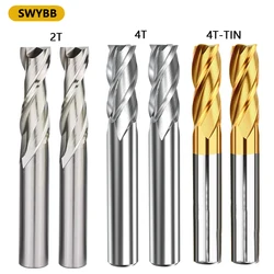 HSS Milling Cutter Flat End Mill 4T 2 4 Flute CNC Tool 1mm~32mm TiN Coated High Speed Steel Aluminum Metal Cutting