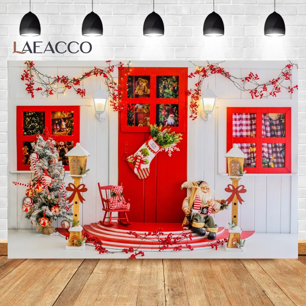 Cenários de Inverno de Natal para Fotografia Plano de Fundo Fotográfico Retrato para Festa Brinquedo de Bebê Casa na Árvore - Image 5