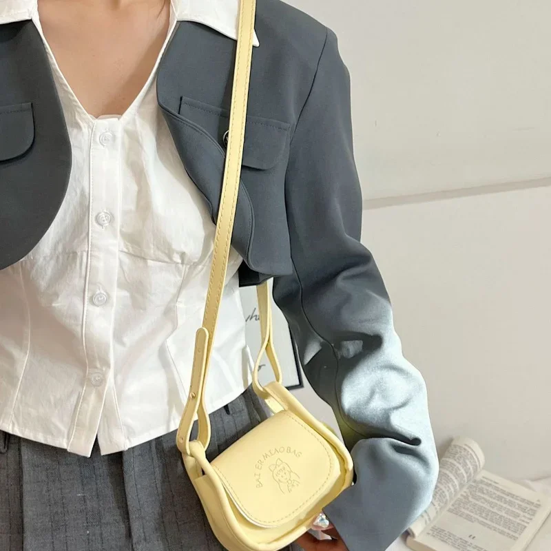 Fashionable Miniature Shoulder Bag with Adjustable Strap and Pompom Charm - PU Material,Magnetic Closure