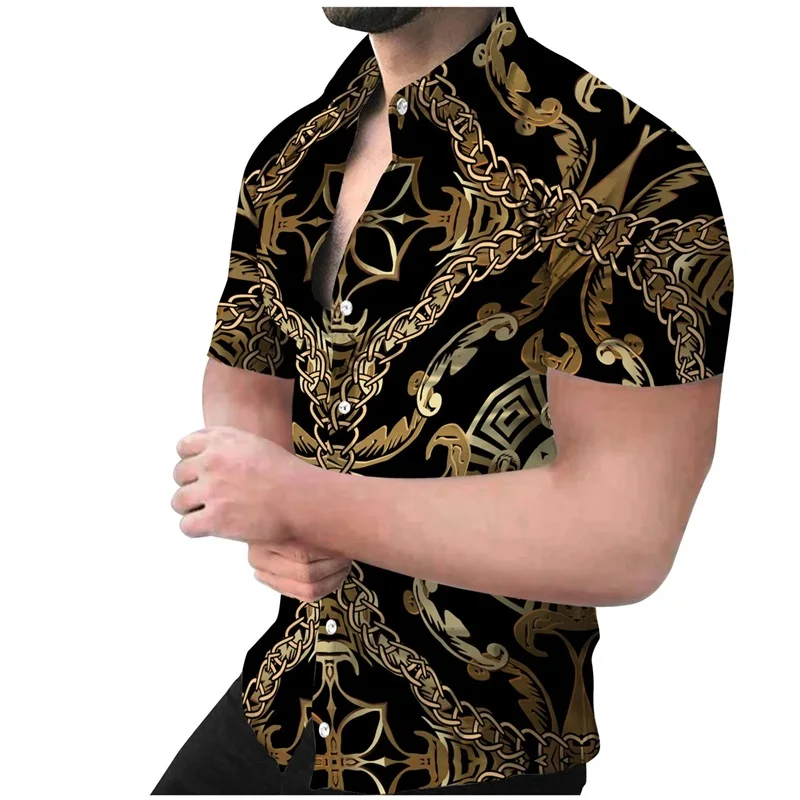 Men's Beach Dress Shirt 3D Print Summer Button Down Palmshadow Floral Short Sleeve Shirt Casual Slim Fit Party Hawaiian Shirts 3