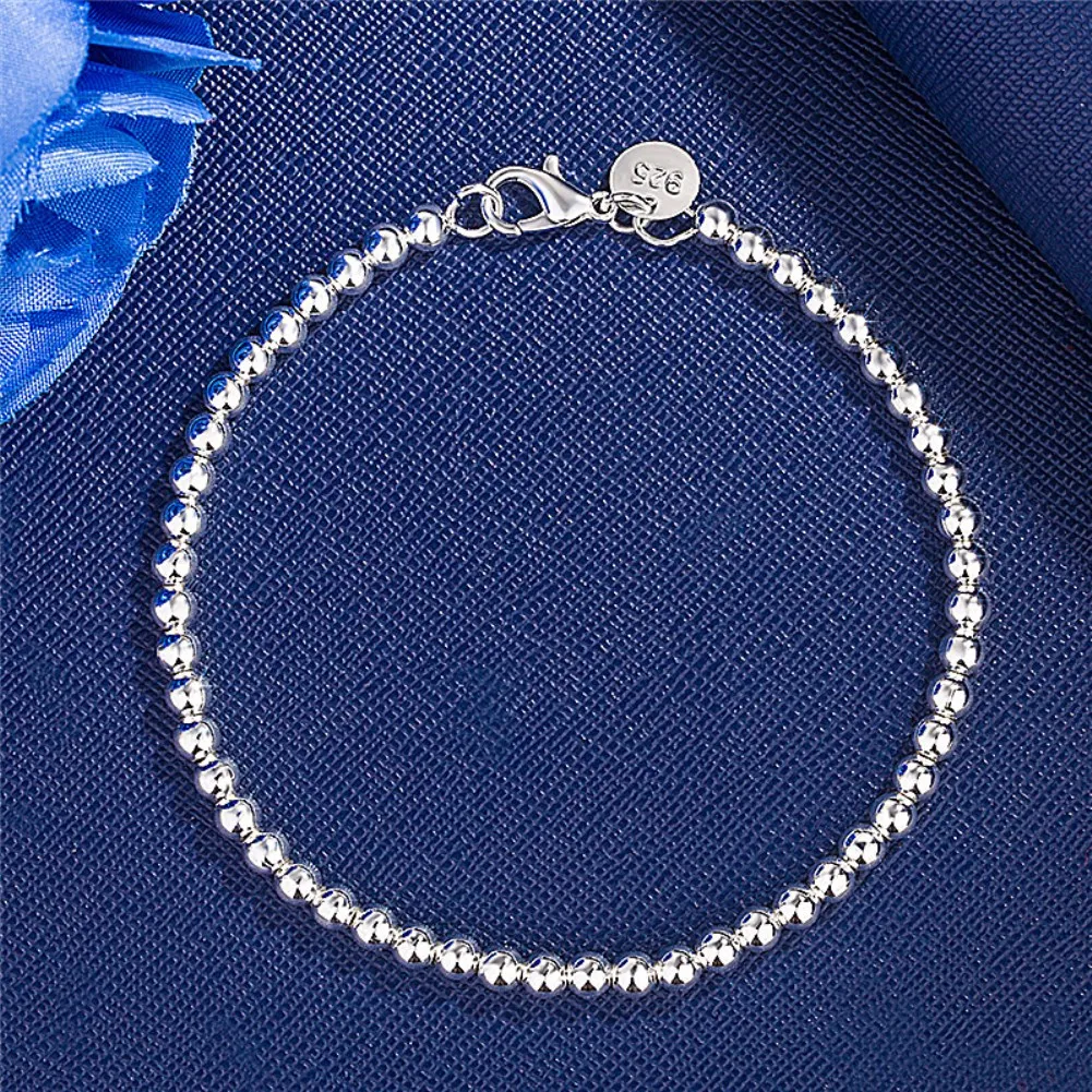 Braccialetto a catena solida e squisita in argento sterling 925, con ciondolo alla moda, per donne e uomini, modello semplice e carino._voghion.com