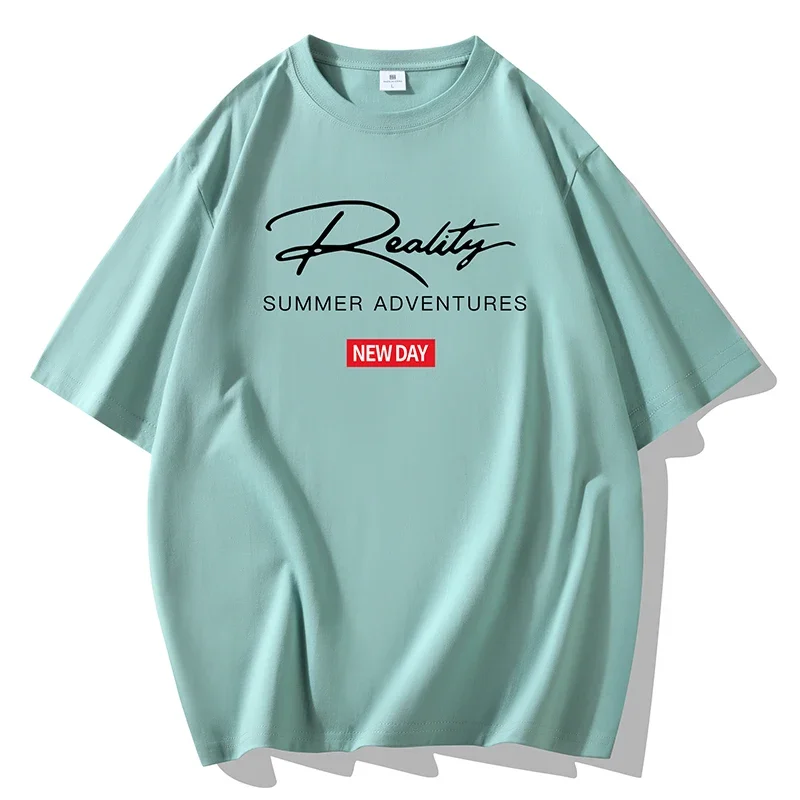 

Футболка мужская летняя свободного покроя, хлопок, с надписью на английском языке, Повседневная Уличная одежда для фитнеса, 240 г/м2