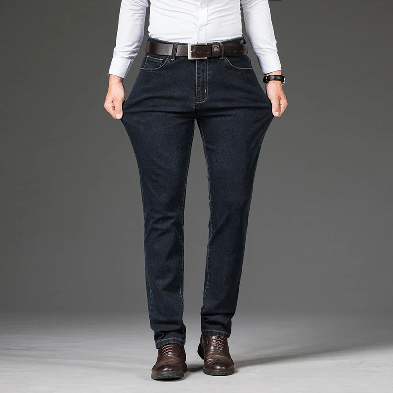 Plus Size 42 44 46 Men's Fashion Casual Jeans Classic Business Straight Elasticity Denim Pants Spring Autumn Trousers Male Brand 4