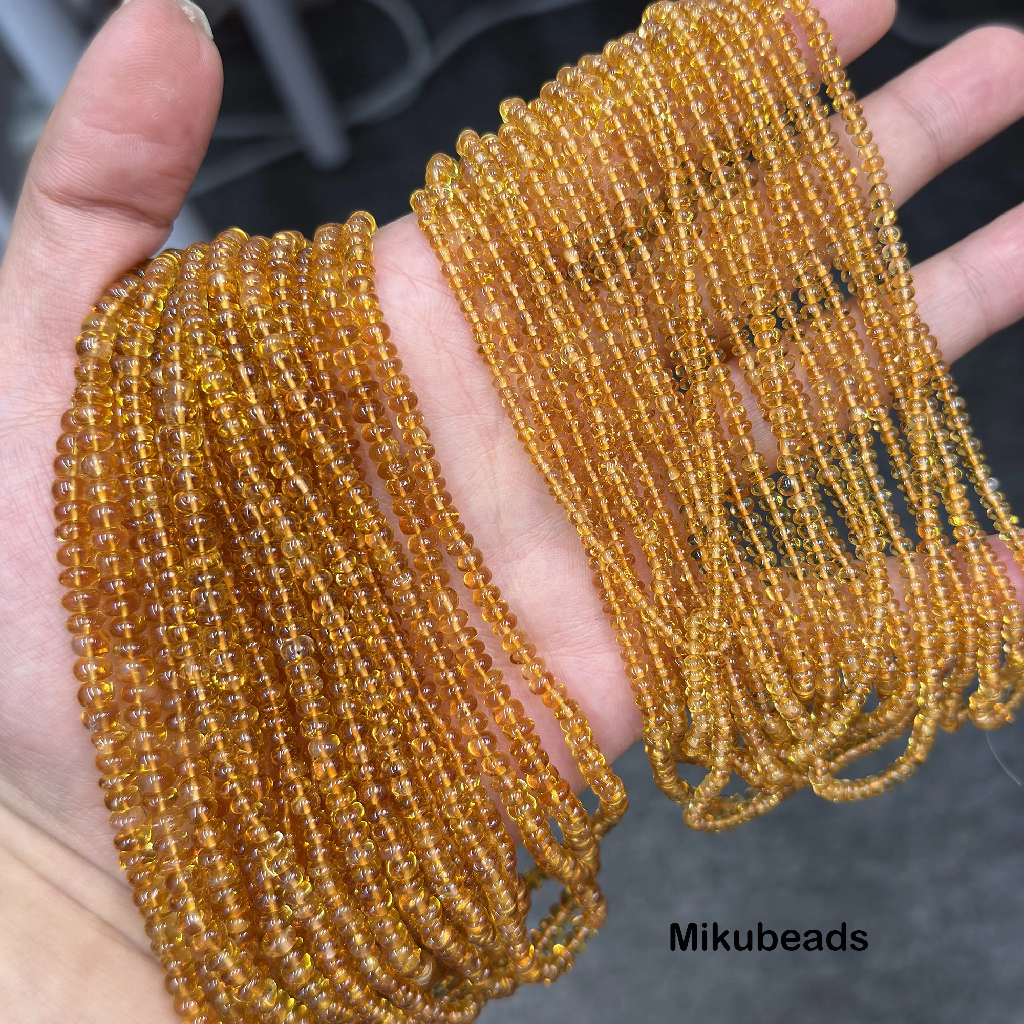 Wholesale 5A Natural 3-4mm Citrine Rondelle Loose Beads For