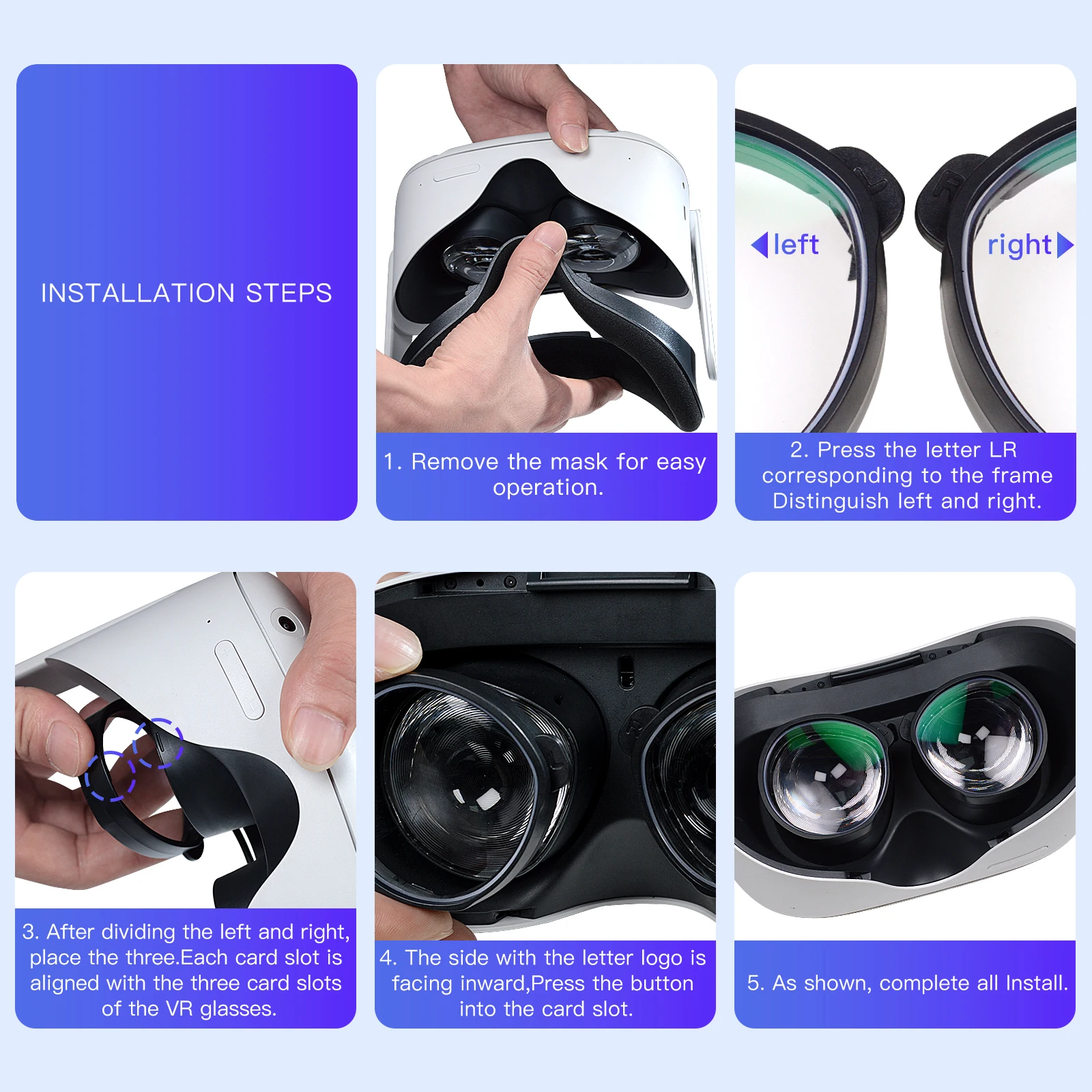 For Oculus Quest 2 Myopia Lens Eyeglass Anti Blue Light Glasses Quick Disassemble Protection VR Prescription Lenses