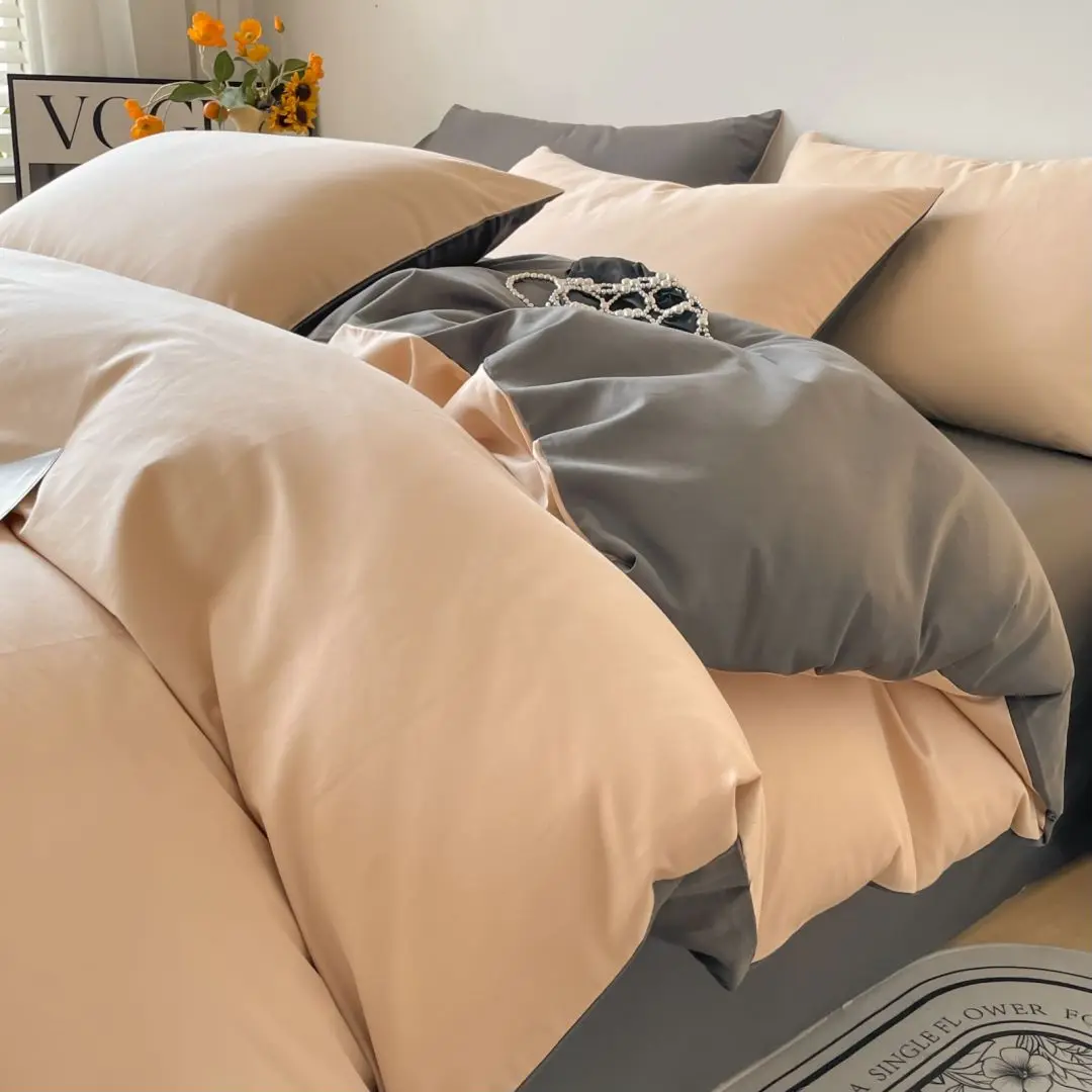 Luxury Bedding Set 100% Egyptian Cotton 400TC Duvet Cover Flat Fitted Sheet Single Double Queen King Quilt Cover with Pillowcase 4