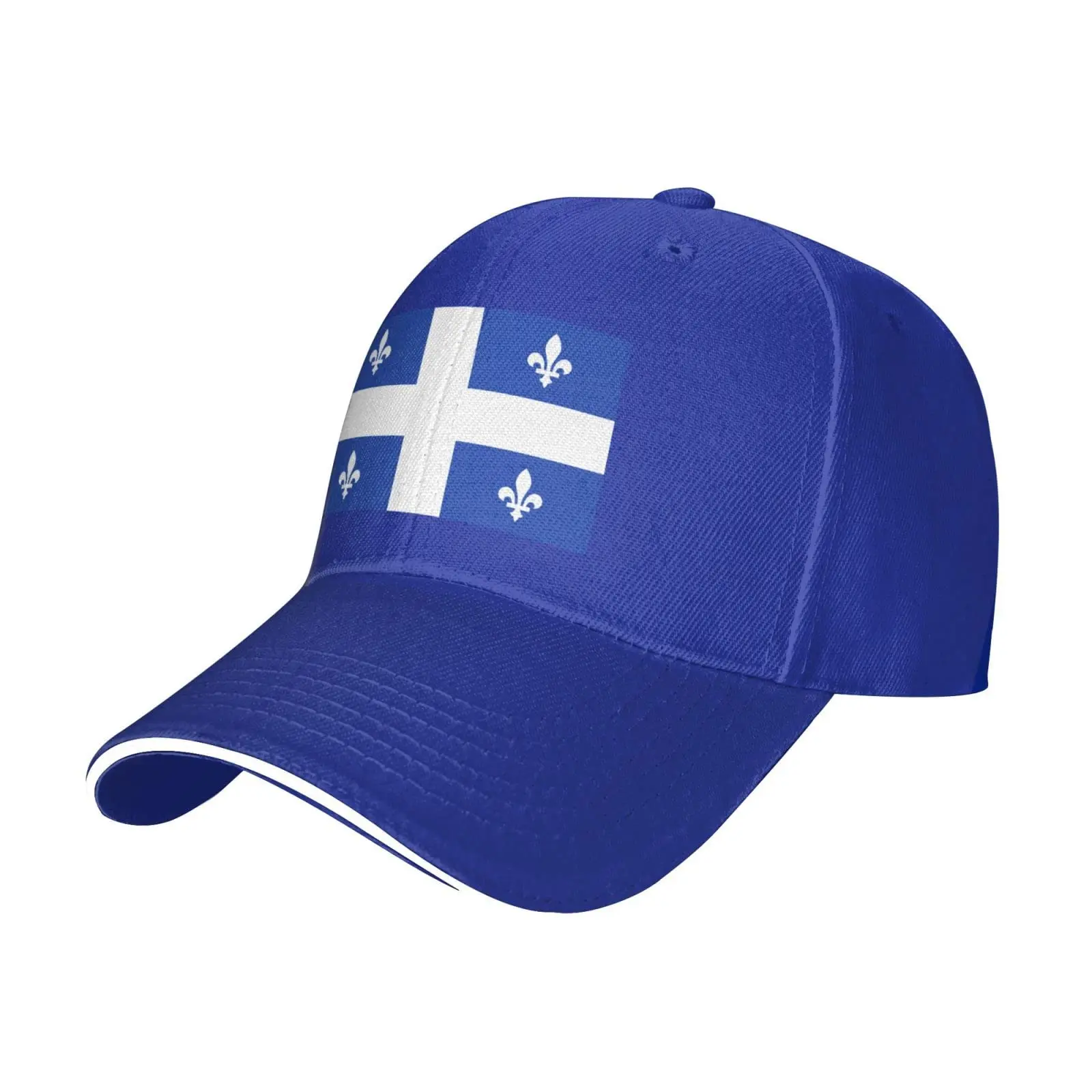 Flag of Quebec Baseball Cap Men Women - Duck Tongue Classic Sandwich Hat Plain Blue
