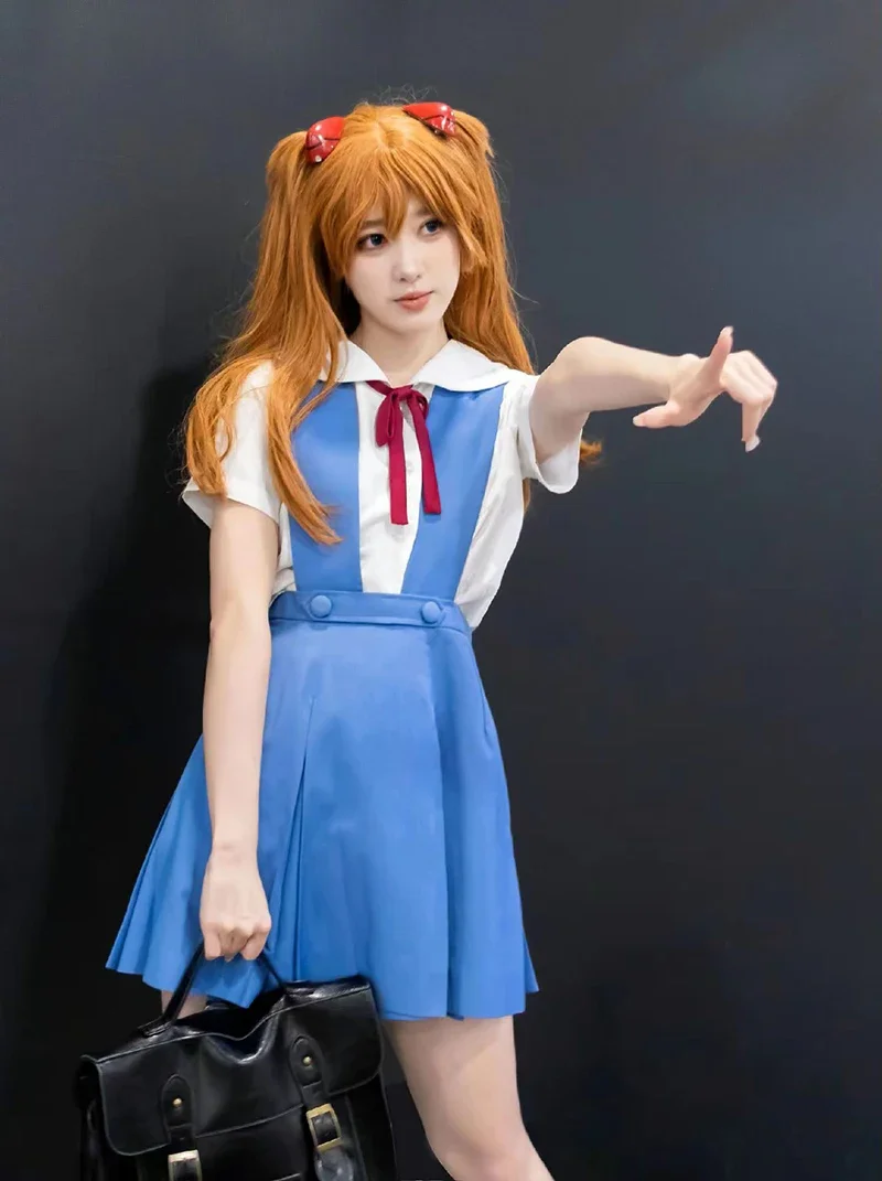 Neon Genesis Evangelion Asuka Langley School Uniform Cosplay Costume