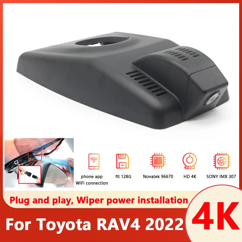 

New! Plug and play Car DVR Wifi Camera 2160P 4K Dash Cam Video Recorder Original For Toyota RAV4 GX 2022 2023 UHD Night Vision
