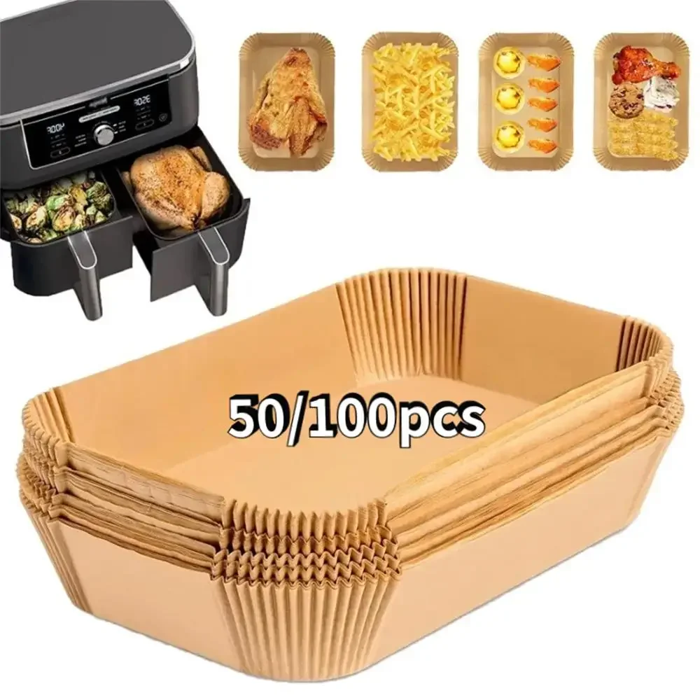 Air fryer paper Disposable Air Fryer Paper Non-Stick Kitchen Baking Airfryer Mat Oilproof Micro-wave Barbecue Pad Baking Paper Liner Accessories