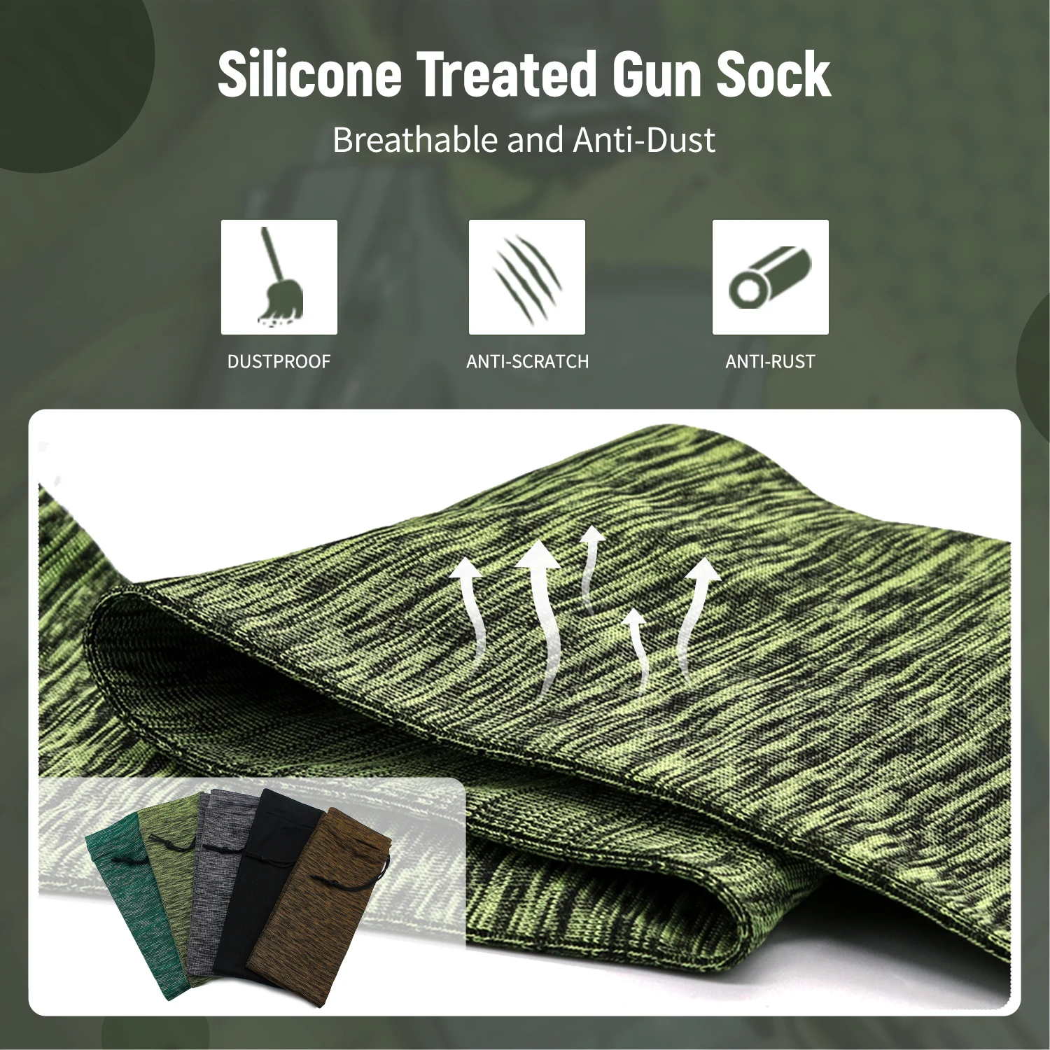 Gun Socks Gun Accessories 5pcs Silicone Treated Gun Socks 55 &times; 3.9 in Knit Gun Socks Flexible Design Hunting and Shooting Holder for Rifles