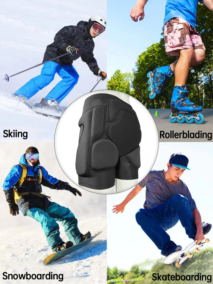 Soared Pantaloncini Imbottiti Con Protezione 3D XPE – Per Sci, Snowboard, Skate, Uomo/donna, Cuscinetti Anca E Coccige