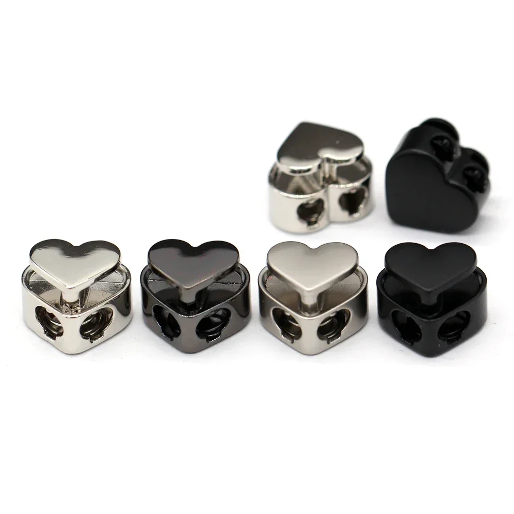 5Pcs Fashion Heart Shape Metal Cord Locks For Clothes Leather Bags DIY