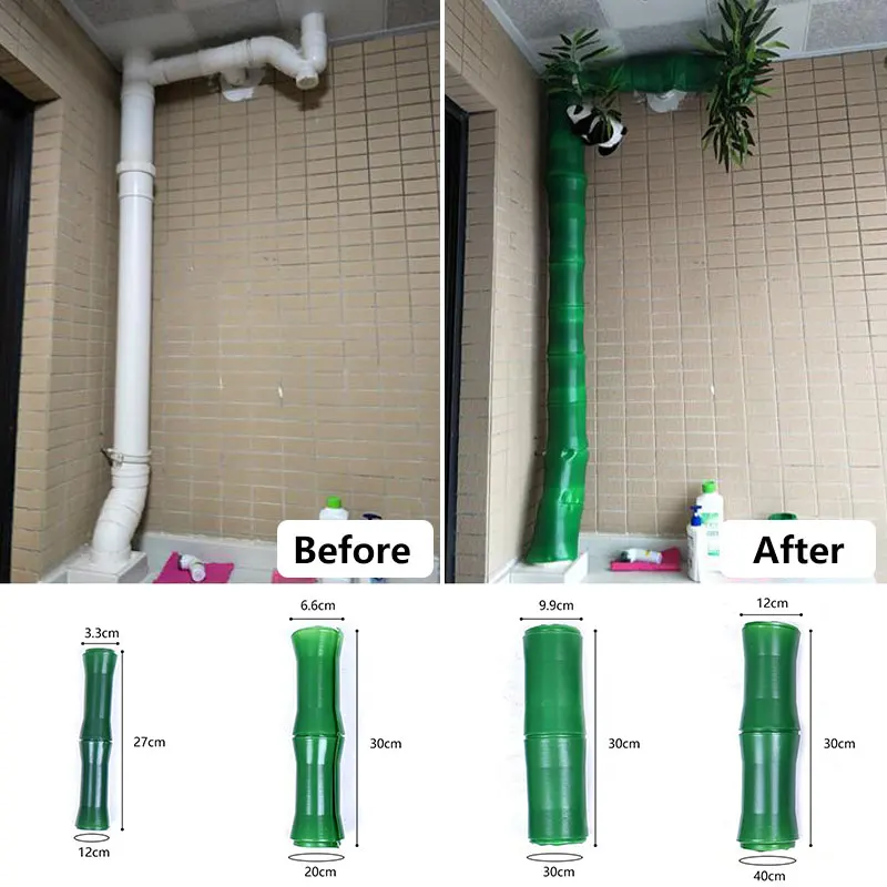 Simulation Bamboo Bark Tube Decor Green Plastic Artificial Bamboo Air