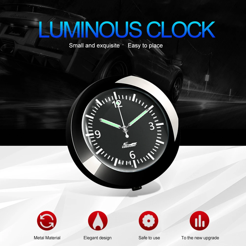 Stick On Dashboard Car Clock Mini Tiny Small Luminous Vent Clocks Watch