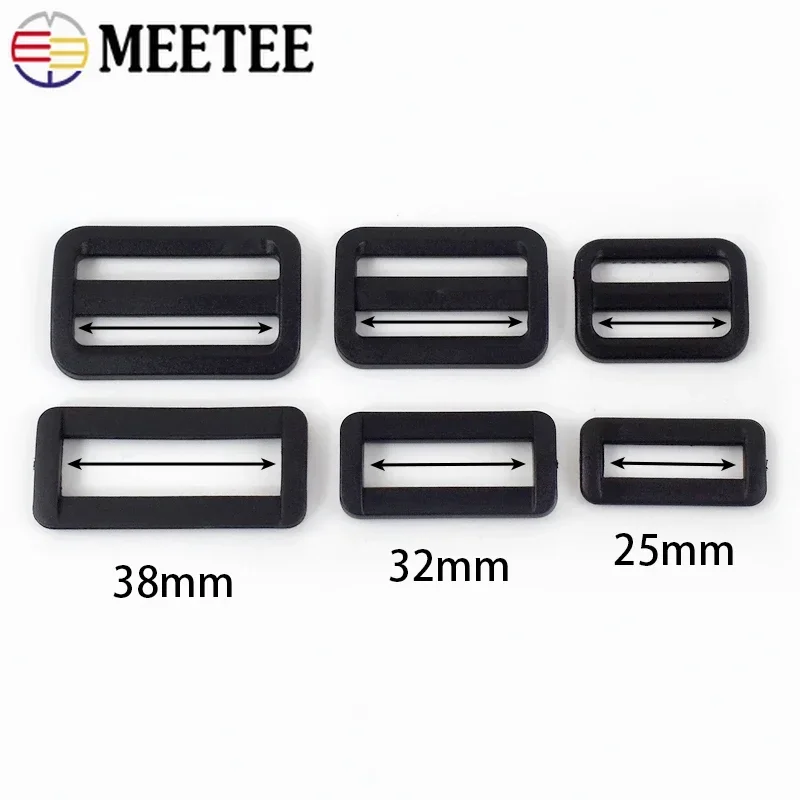 Meetee 10/20Pcs Plastic Tri-Glide Buckles 25/32/38mm O D Ring Bag Strap Adjust Clasp Webbing Connector Hook Dog Collar Accessory 3