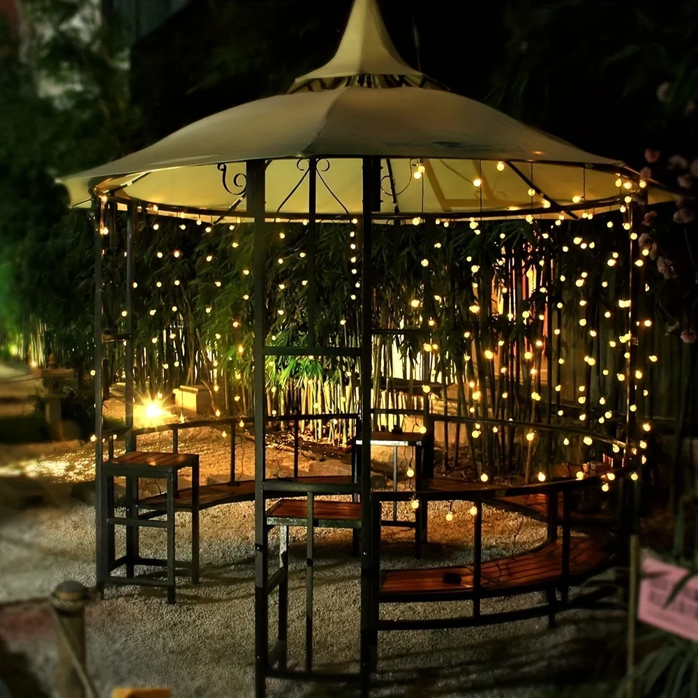 Solar-Powered Crystal Ball Fairy Lights - 30 LED Outdoor String with 8 Flashing Modes, 14.76ft for Garden and Yard Decor