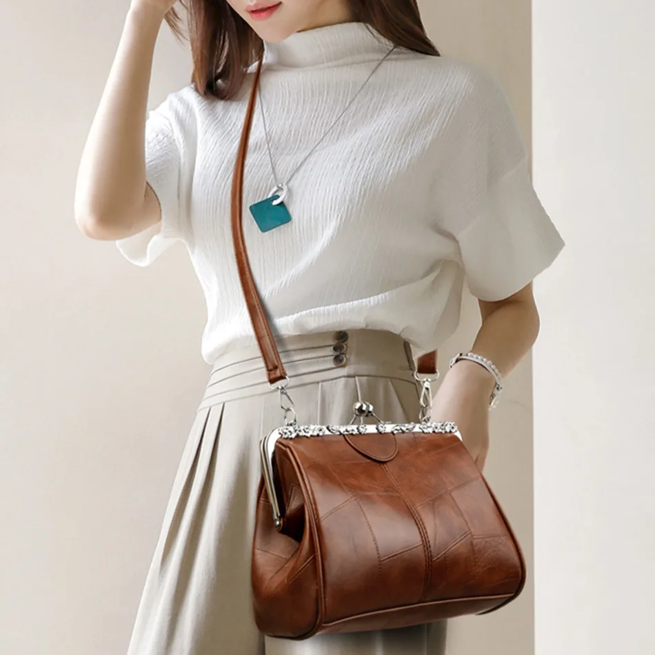 مجموعة حقائب يد جلدية ذات سعة عالية للنساء، بتصميم...