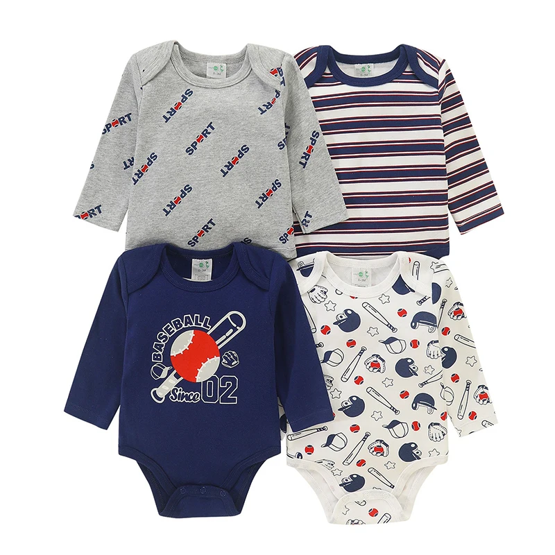 4 pezzi abbigliamento per bambini body per neonati manica lunga set di vestiti per neonati di alta qualità in puro cotone cartone animato abbigliamento per bambini per 0-12 mesi - immagine 2