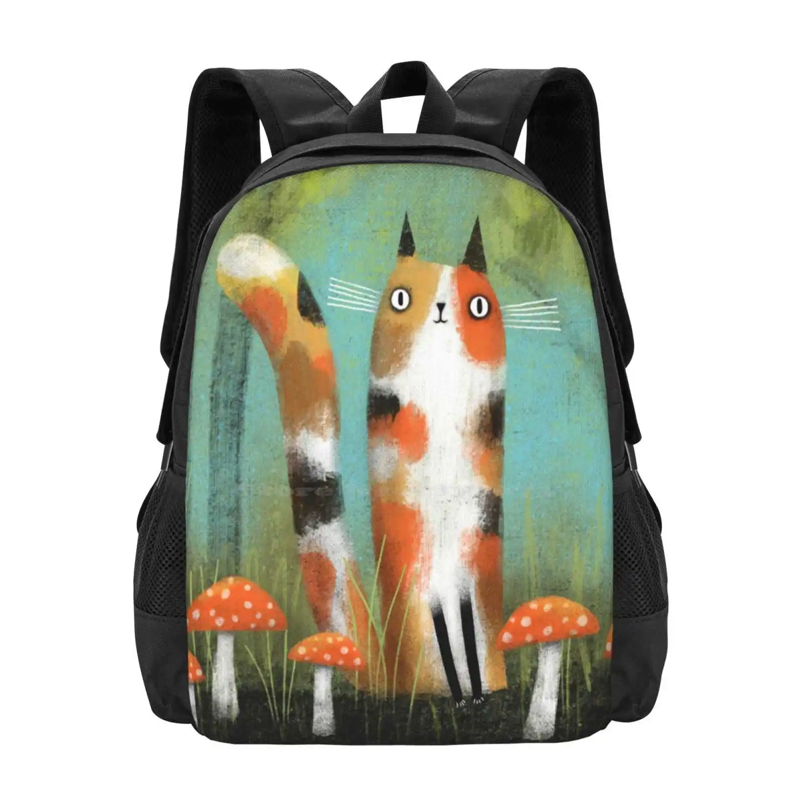 

Mushroom Lover Backpacks For School Teenagers Girls Travel Bags Cute Cat Art Cute Calico Cat Calico Cat Art Mushrooms Terry