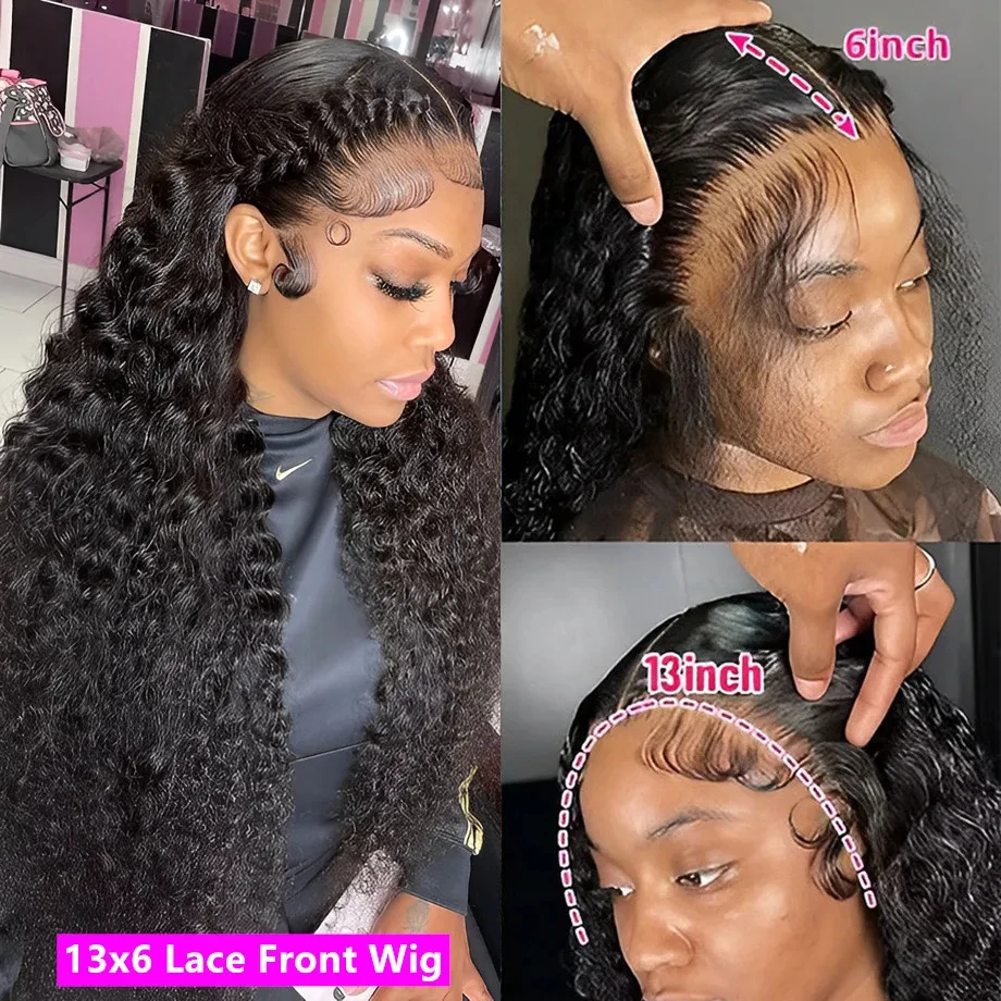Human Hair Wig 30 32 Inch Deep Wave 13x4 Lace Front Human Hair Curly Glueless 13x6 HD Transparent Lace Frontal Wigs Brazilian For Women