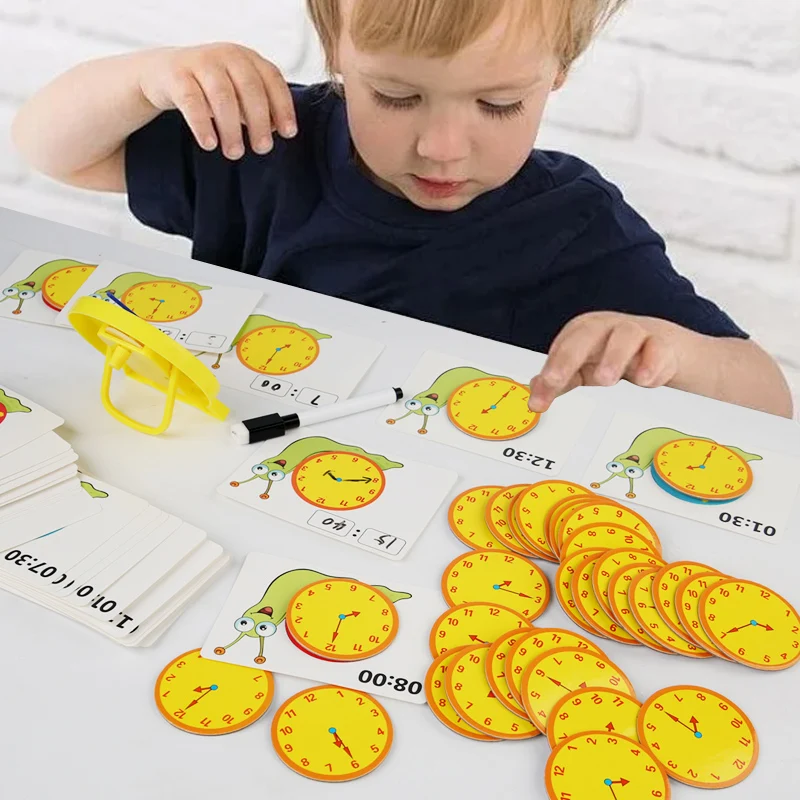 Children Montessori Snail Clock Educational Toys Hour Minute Second Cognition Matching Puzzle Kids Early Preschool Teaching Aids 2