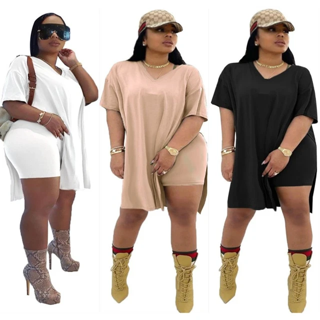 Plus Size Women Clothing Two Piece Set 4xl Summer Wholesale Dropshipping  Slip Hemtop Shorts Suit Casual Track 3xl 4xl 5xl 6xl - AliExpress