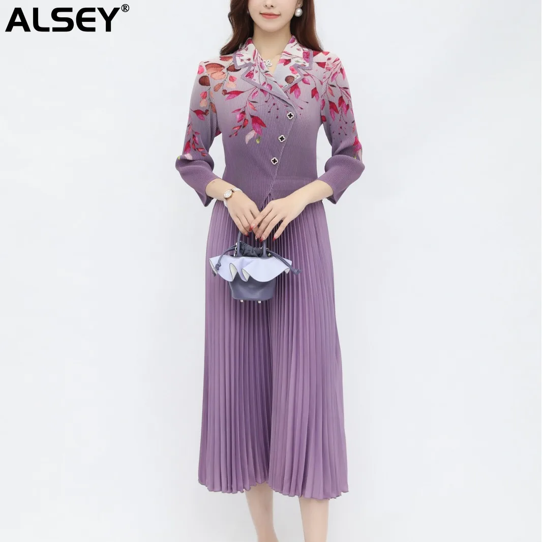 

Женское плиссированное платье ALSEY Miyake, простое модное тонкое Плиссированное Платье, весна-осень 2024