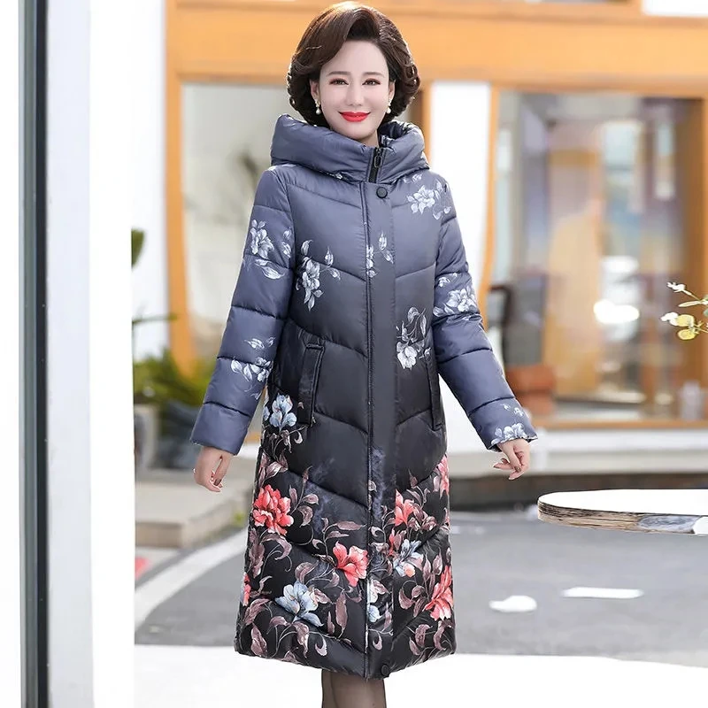 

Fashionable Age-Reducing Down Cottton Jacket Women's 2023 New Medium Long Padded Coat For The Elderly Suitable For Cold Winter